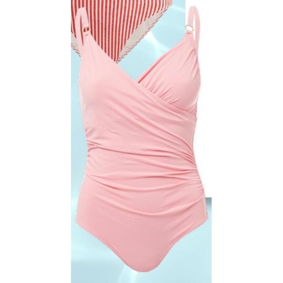 Melissa‎ Odabash Ruched One Piece Swimsuit Pink Size 8 Designer Swimwear - Picture 1 of 5